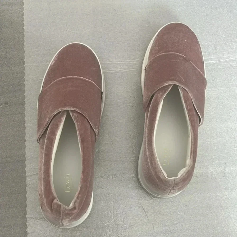 [US7/EU37.5]Lewit Arlo Pink  Velvet Slip-On Platform Sneaker- EUC - Picture 2 of 8
